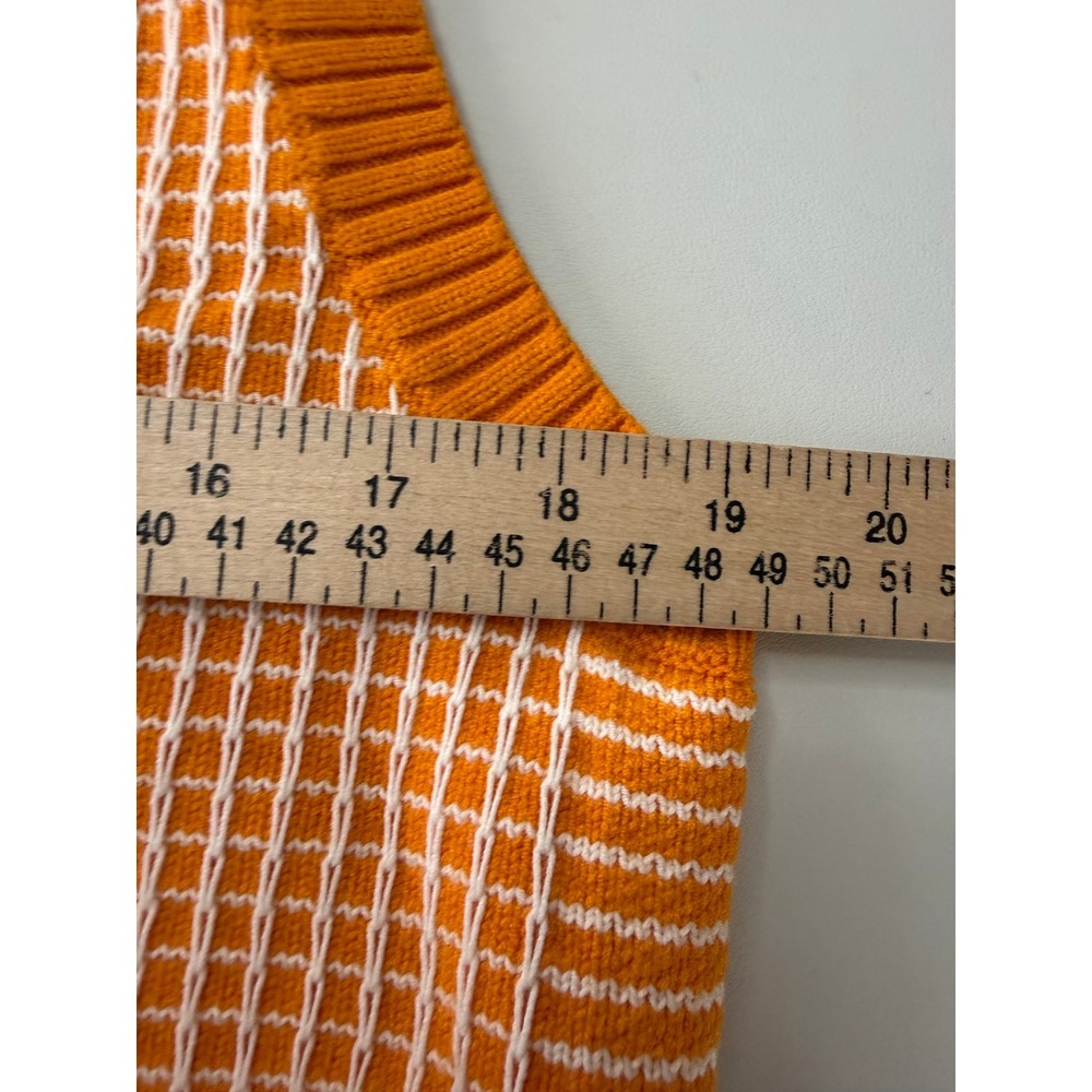 Club Monaco Womens Orange White Grid Knit Golf Sweater Vest Size L NEW - Picture 4 of 7